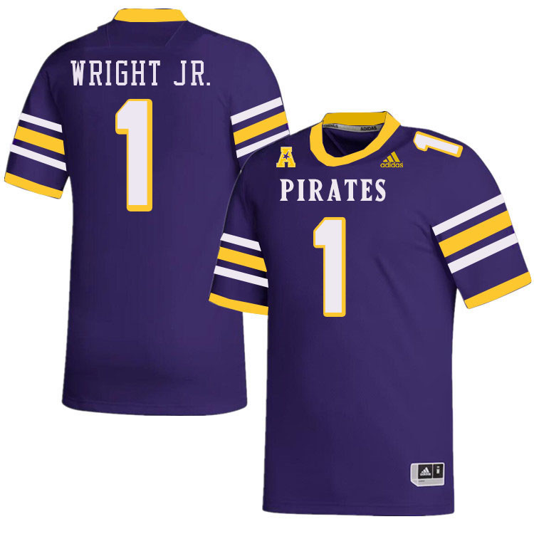 Men #1 Winston Wright Jr. ECU Pirates College Football Jerseys Stitched-Throwback